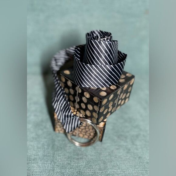 🔥❤️🔥 Black Silk Tie Style D Ring Belt EPC Women’s Size Medium 43” - Picture 2 of 11